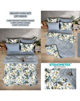 ETE HOMETEX ÇİFT KİŞİLİK WELSOFT UYKU SETİ ASYA GRİ 8696474231978